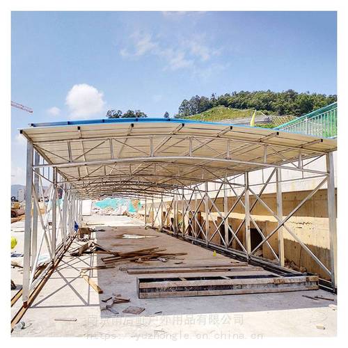 推拉式简易钢筋棚 定型化钢筋加工棚厂家的工地双层解决方案